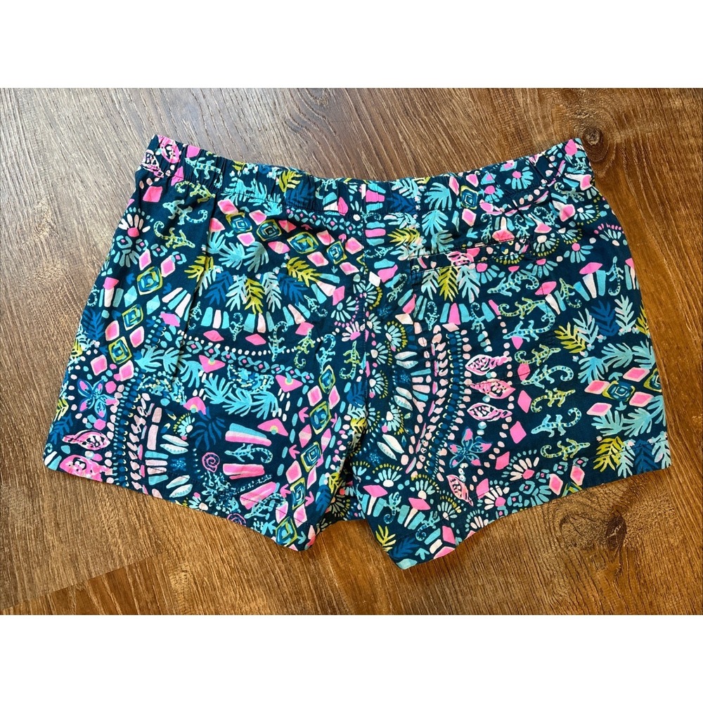 LILLY PULITZER Ocean View Shorts Glow & Flow Inky Blue Pink Rare Medium - Picture 4 of 6